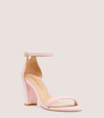 Stuart Weitzman,NEARLYNUDE,Sandal,Suede,Cotton Candy,Side View