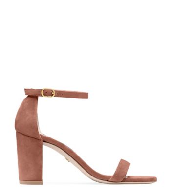 Stuart Weitzman,NEARLYNUDE,Sandal,Suede,Desert Rose,Front View