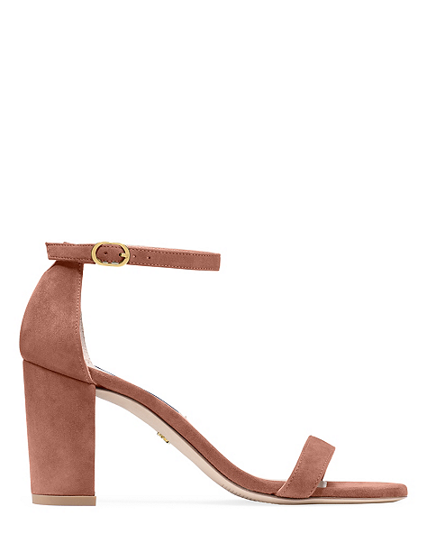 Stuart Weitzman,NEARLYNUDE,Sandal,Suede,Desert Rose,Front View