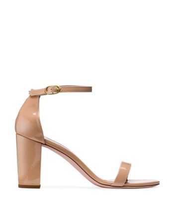 Stuart Weitzman,Nearlynude Strap Sandal,Sandal,Patent leather,Adobe Beige,Front View