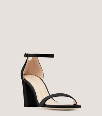 Stuart Weitzman,Nearlynude Strap Sandal,Sandal,Nappa Leather,Black,Side View