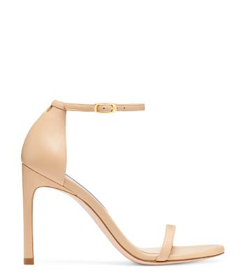 Stuart Weitzman,Nudistsong Strap Sandal,Sandal,Nappa Leather,Adobe beige,Front View