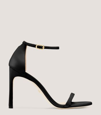 Stuart Weitzman,Nudistsong Strap Sandal,Sandal,Nappa Leather,Black,Front View