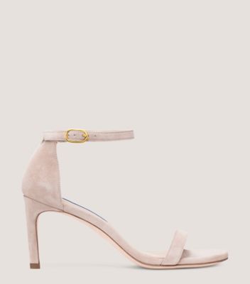 Stuart Weitzman,Nunakedstraight Strap Sandal,Sandal,Suede,Dolce Taupe,Front View