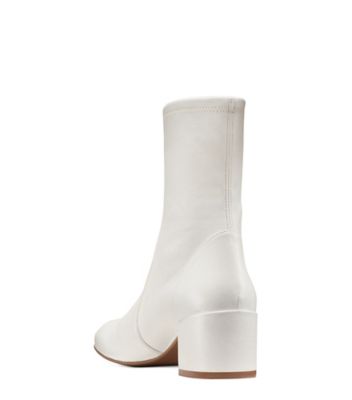 Stuart Weitzman,Bottine Odetta 50,Bootie,Cuir nappa extensible,Crème,Back View