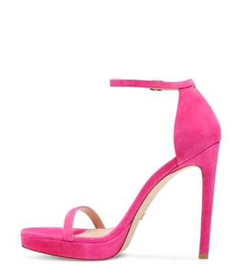 Stuart Weitzman,Nudist Disco,Sandal,Suede,Magenta