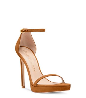 Stuart Weitzman,Nudist Disco,Sandal,Suede,Nougat