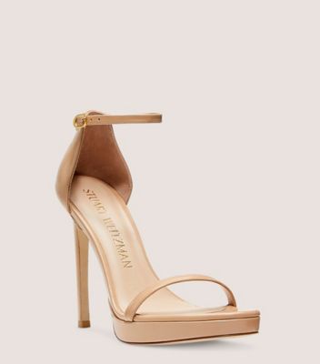 Stuart Weitzman,NUDIST DISCO,Leather,Rubber,Sandals,Day Party,Beige