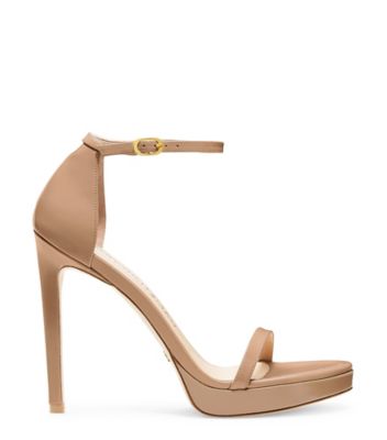 Stuart Weitzman,Nudist Disco,Sandal,Patent leather,Ginger,Front View