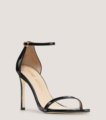 Stuart Weitzman,Nudistsong Strap Sandal,Sandal,Patent leather,Black,Side View