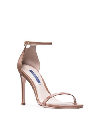 Stuart Weitzman,Sandale à sangle Nudistsong,Sandal,Cuir verni,Cappuccino,Side View