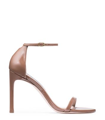 Stuart Weitzman,Sandale à sangle Nudistsong,Sandal,Cuir verni,Cappuccino,Front View