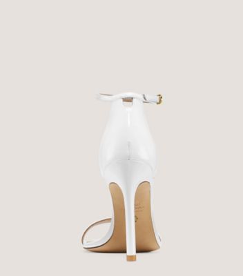 Stuart Weitzman,Nudistsong Strap Sandal,Sandal,Patent leather,White,Back View