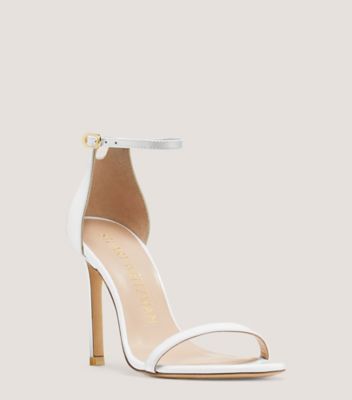 Stuart Weitzman,Nudistsong Strap Sandal,Sandal,Patent leather,White,Side View