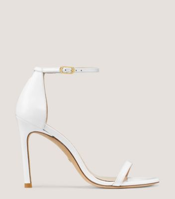 Stuart Weitzman,Nudistsong Strap Sandal,Sandal,Patent leather,White,Front View