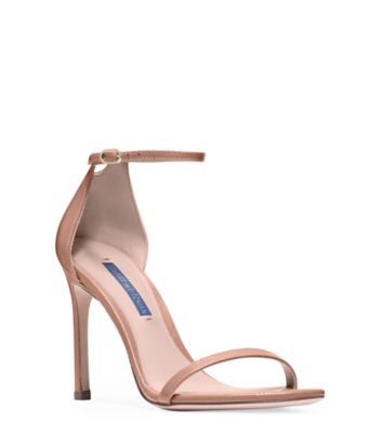 Stuart Weitzman,NUDISTSONG,Sandal,Cuir verni caviar,Poudré naturel