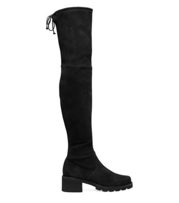 Stuart Weitzman,FLANNERY CITY BOOT,Boot,Suède extensible,Noir,Front View