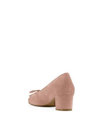 Stuart Weitzman,GABBY 45 PUMP,Rubber,Leather,Suede,Pumps,Bow,Traction,Work,Blush