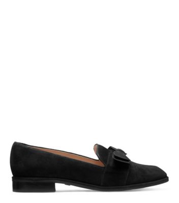 Stuart Weitzman,KEEGAN BOW,Flat,Suède,Noir,Front View