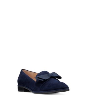 Stuart Weitzman,KEEGAN BOW,Flat,Suède,Bleu marine