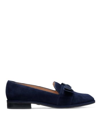 Stuart Weitzman,KEEGAN BOW,Flat,Suède,Bleu marine