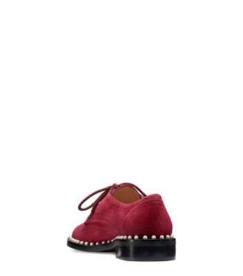 Stuart Weitzman,KIRAN À PERLES,Flat,Suède,Cranberry