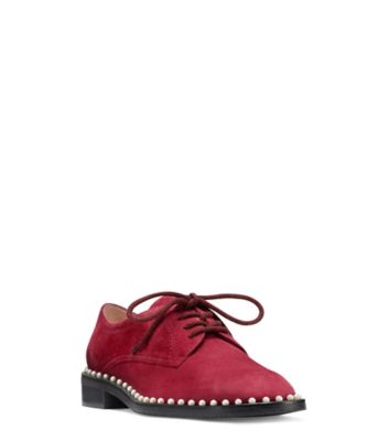 Stuart Weitzman,KIRAN À PERLES,Flat,Suède,Cranberry