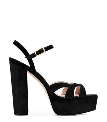 Stuart Weitzman,MISTY À PLATFORME,Sandal,Suède,Noir,Front View