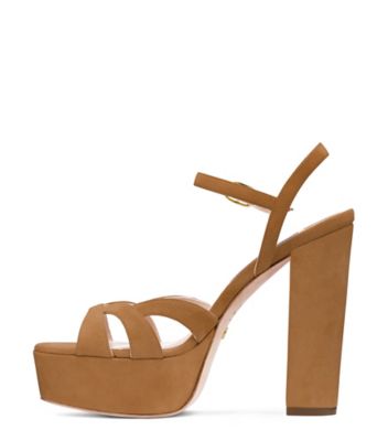 Stuart Weitzman,MISTY À PLATFORME,Sandal,Suède,Chameau