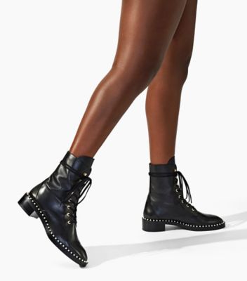 Ideal Shoes Mandy Lace Up Mid Calf Boots in Black