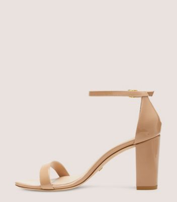 Stuart Weitzman,NEARLYNUDE STRAP SANDAL,Sandal,Patent leather,Adobe Beige