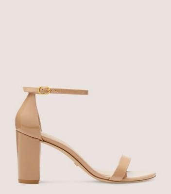 Stuart Weitzman,Nearlynude,Sandal,Patent leather,Adobe Beige,Front View