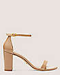 Stuart Weitzman,NEARLYNUDE STRAP SANDAL,Sandal,Patent leather,Adobe Beige,Front View