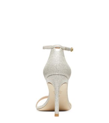 Stuart Weitzman,Amelina 95,Sandal,Fines paillettes,Or platino,Back View