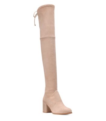 Stuart Weitzman,Tieland,Boot,Stretch suede,Taupe,Side View