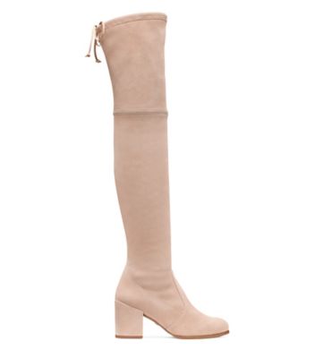 Stuart Weitzman,Tieland,Boot,Stretch suede,Taupe,Front View