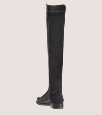 Stuart Weitzman,5050 BOOT,Leather,Suede,Rubber,Nappa Leather,Boots,Mixed Media,Traction,Casual,Black,Back View