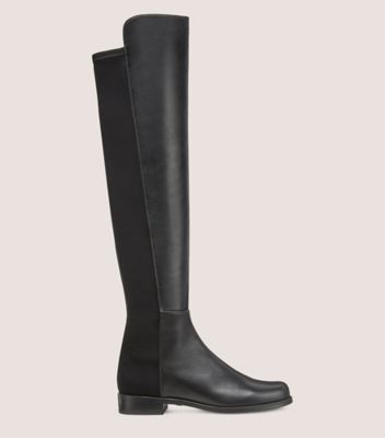 Stuart Weitzman,5050 BOOT,Leather,Suede,Rubber,Nappa Leather,Boots,Mixed Media,Traction,Casual,Black,Front View