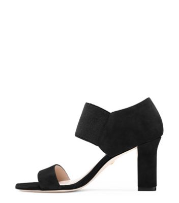 Stuart Weitzman,EZRA 80,Sandal,Suède noir avec arrière élastique extensible,Noir