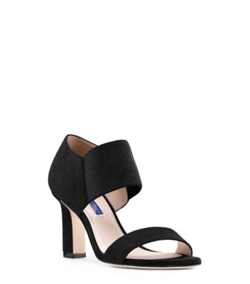 Stuart Weitzman,EZRA 80,Sandal,Suède noir avec arrière élastique extensible,Noir,Side View