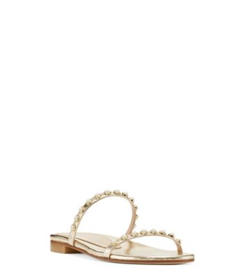 Stuart Weitzman,AMELIESE PEARL,Slide,Cuir métallique,Or platino