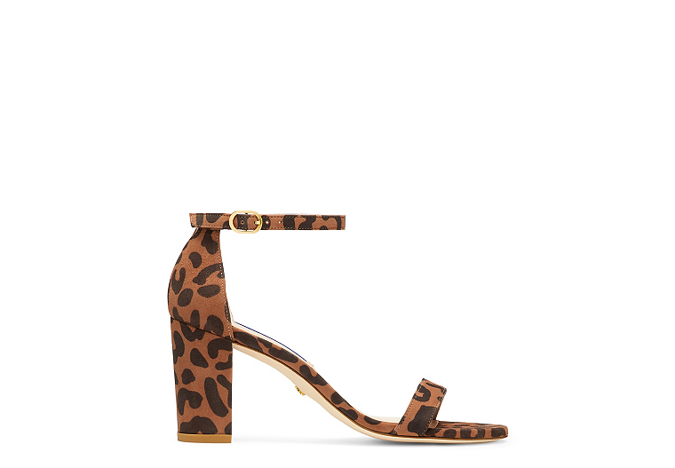 Stuart Weitzman,NEARLYNUDE,Sandal,Cheetah suede,Cappuccino,Front View