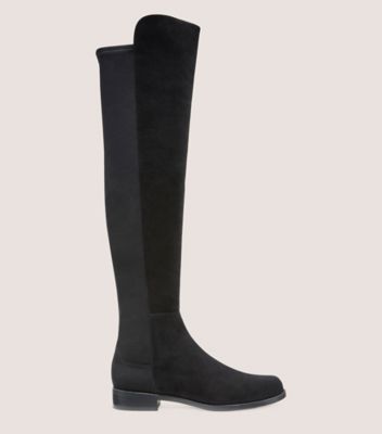 Stuart Weitzman,5050,Boot,Suede,Black,Front View