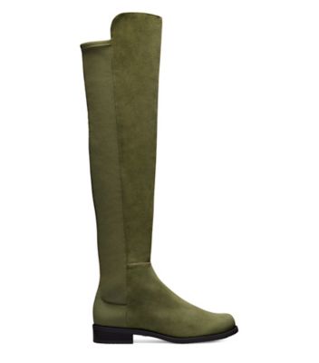 Stuart Weitzman,5050,Boot,Suède,Vert chasseur,Front View