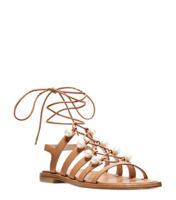 Stuart Weitzman,SANDALE GOLDIE À LACETS,Sandal,Cuir,Noir