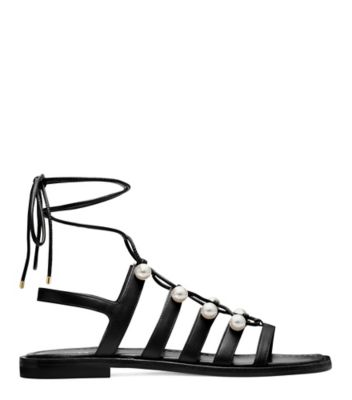 Stuart Weitzman,SANDALE GOLDIE À LACETS,Sandal,Cuir,Noir