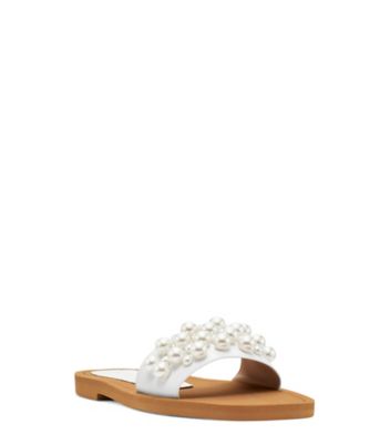 Stuart Weitzman,MULE GOLDIE,Slide,Cuir,Blanc,Side View