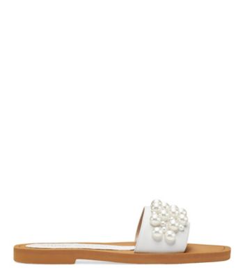 Stuart Weitzman,MULE GOLDIE,Slide,Cuir,Blanc