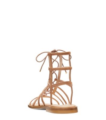 Stuart Weitzman,SANDALE KORA À LACETS,Sandal,Suède chatoyant,Beige