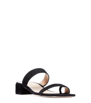 Stuart Weitzman,Maisie 35 Toe Ring Sandal,Slide,Suede,Black,Side View